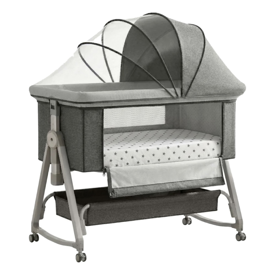 Cuna colecho Dream gris con mosquitero y cajón organizador