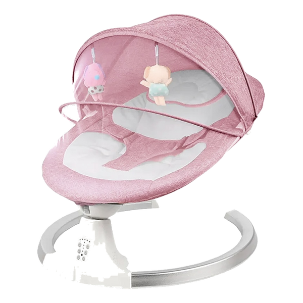 Mecedora eléctrica Soft rosada con mosquitero y móvil de peluches