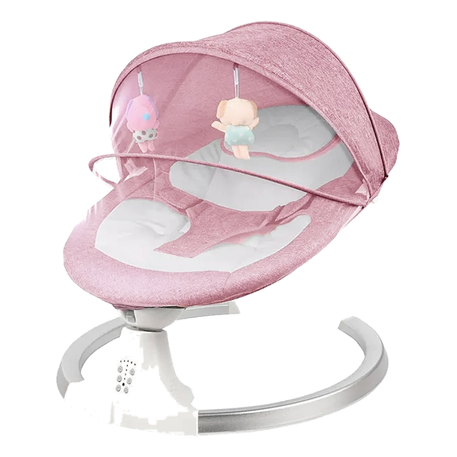 Mecedora eléctrica Soft rosada con mosquitero y móvil de peluches